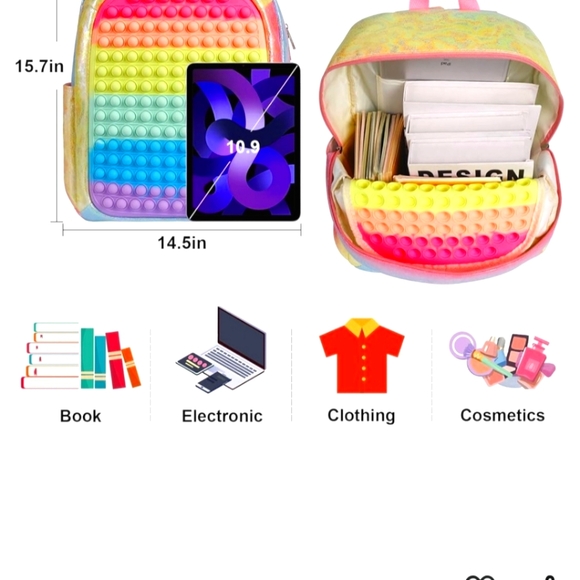 Book bag Pop it Flouresent colors - Picture 6 of 9